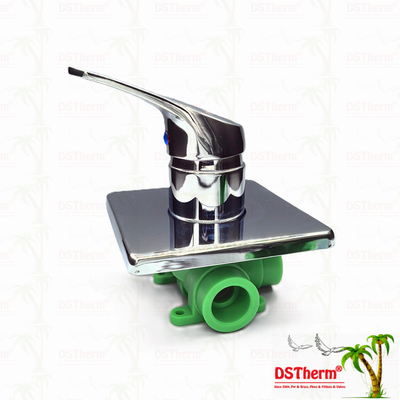 Valva de chuveiro de misturador de três vias Ppr cromado com painel quadrado 20-25mm