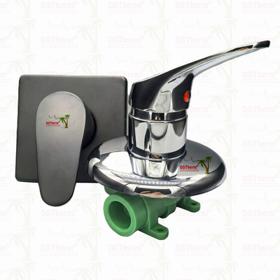 Valva de chuveiro de misturador de três vias Ppr cromado com painel quadrado 20-25mm