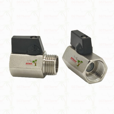 Valva de esferas mini coberta de níquel para sistema de encanamento 1/2' resistência à corrosão eficiência espacial