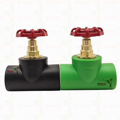 Válvula de parada PPR preta com cartucho de cor cromado / latão certificado ISO 15784 Válvula global 20-110mm