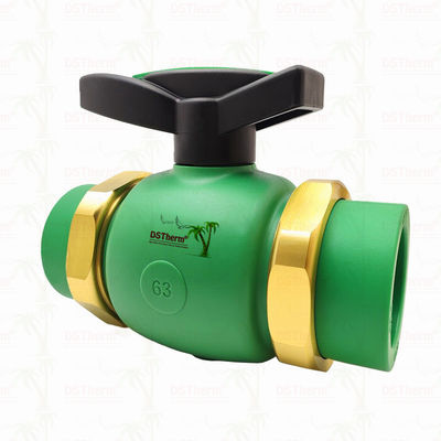 PPR válvula de união de esferas de perfuração completa Ppr válvula de união de esferas dupla 20-63MM instalação exposta