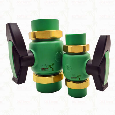 PPR válvula de união de esferas de perfuração completa Ppr válvula de união de esferas dupla 20-63MM instalação exposta