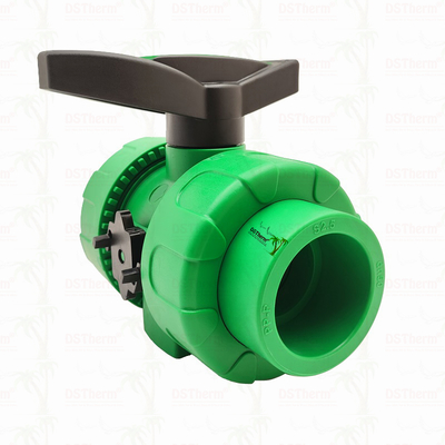 Lock Ball PPR Double Union Ball Valve With Plastic Ball S2.5 20-63MM Customized LOGO