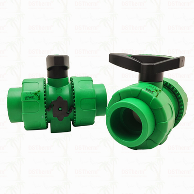 Lock Ball PPR Double Union Ball Valve With Plastic Ball S2.5 20-63MM Customized LOGO