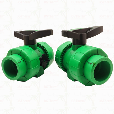 Lock Ball PPR Double Union Ball Valve With Plastic Ball S2.5 20-63MM Customized LOGO