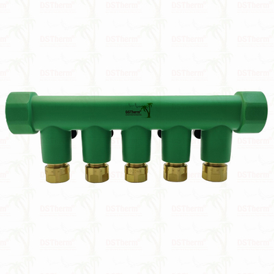 Manifolds PPR com válvula de bola Água quente Vermelho 5 maneiras Manifolds Logotipo personalizado e cor 25mm