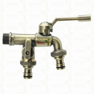 Bico de jardim de saída dupla Tubina de bronze Tubina de bronze válvula de água 1/2 "-1"