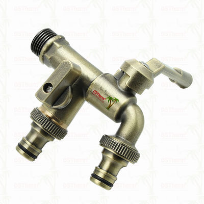 Bico de jardim de saída dupla Tubina de bronze Tubina de bronze válvula de água 1/2 "-1"
