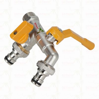 Brass Economic Double Outlet Bibcocks Brass Faucet Nickel Plated Brass Tap 1/2"*3/4"*3/4"