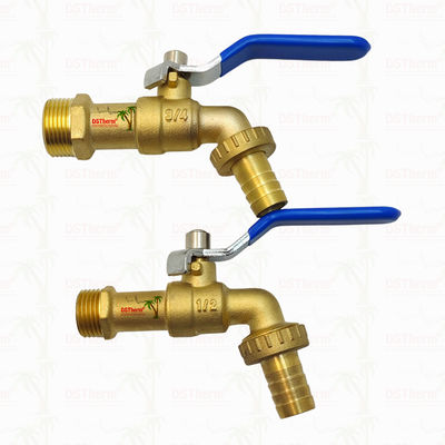 Gold Plated Heavy Duty Classic Blue Iron Handle Bibcocks Water Spout Faucet Spigot Water Tap 3/4"