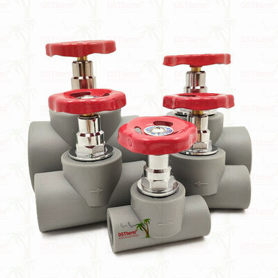 Válvula de parada PPR revestida de cromo cinza com cartucho de latão Válvula global 20-110 mm