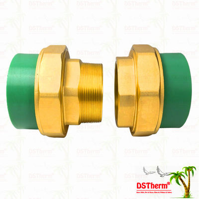 Verde Ppr Homem e Mulher Customizado Latão Threaded União resistente à corrosão