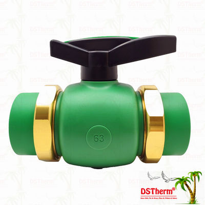 PPR válvula de união de esferas de perfuração completa Ppr válvula de união de esferas dupla 20-63MM instalação exposta