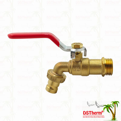 Torneira de água com bico e manípulo de ferro vermelho clássico resistente banhado a ouro 1/2